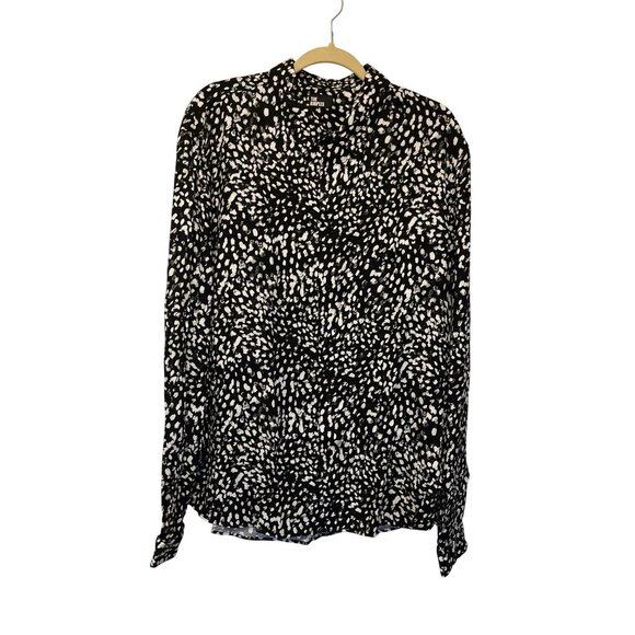 The Kooples Black & White Printed Button-Up Long Sleeve Shirt L & XXL - Picture 1 of 5